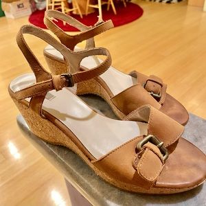 Boden Seventies Cork Wedges Tan Suede 38/8